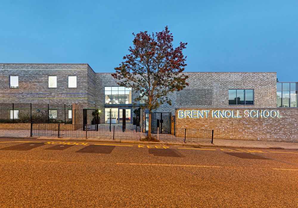 Brent Knoll School is a new build special needs school specifically designed for children with autism. The school is a two-storey building catering for 154 pupils, with classrooms arranged over two wings grouped around the central landscaped courtyard. Teaching facilities include a technology-rich sensory room, and an immersive space with sound, light and pattern projection to restore calm and create audio, visual and tactile experiences.
