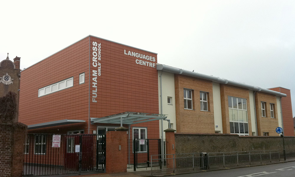 The Fulham Cross Girls’ Secondary School is a 625-pupil school consisting of seven buildings and several recreation areas including professional all-weather sports pitch. The new language college centre is a modern state-of-the-art building providing five teaching classrooms and staff offices to support the specialist languages status of the school. The prime facility is the interactive languages laboratory and training suite in which students participate in a wide variety of independent language-based activities under the supervision of language specialists. We provided all mechanical and electrical services including above ground soil and waste, sanitary pipework, water services installation, heating, gas, mechanical ventilation, comfort cooling, electrical sub-distribution services, lighting, power, data, telephone distribution, fire detection, power supply, earthing and bonding.