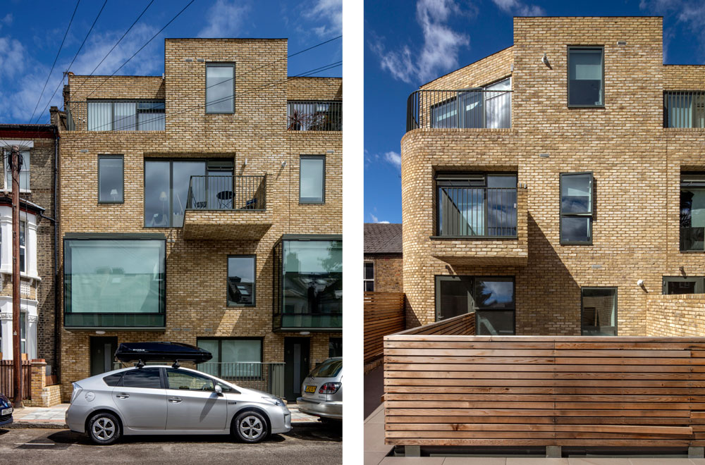 Located in the London Borough of Wandsworth, Hafer Road is a cooperative housing development providing 15 new residential units on an existing 1950’s council block and former bomb-damaged site infill. A new basement provides accommodation for the maisonettes, which are naturally lit via two external courtyards to the rear and a continuous lightwell to the front. Two stair cores give access to the dual aspect flats which have external terraces, projecting balconies and recessed terraces at roof level.