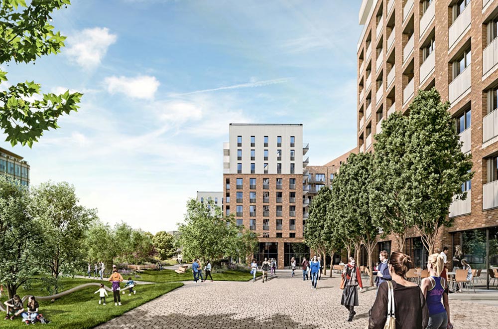 Regency Heights is a new regeneration project in West London. Set on the location of a former Guinness Brewery, the design of the new buildings takes cues from the Brewery’s early modern industrial brick architecture and the wider historical context of London mansion blocks.